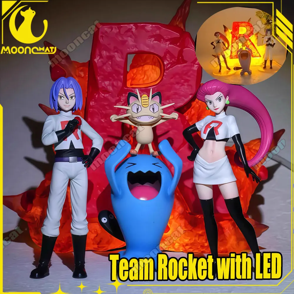 

3-11cm Anime Rocket Team Action Figures Jessie James Meowth Models With Led Pvc Collection Decor Statue Toys For Children Gifts