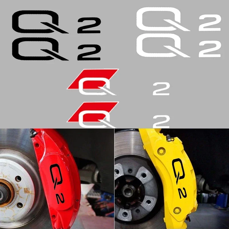Car Caliper Sticker Tire Brake Cover Decals for Audi Q2 Logo Heat Resistance Waterproof Film Body Decals Wheel Disc Accessories