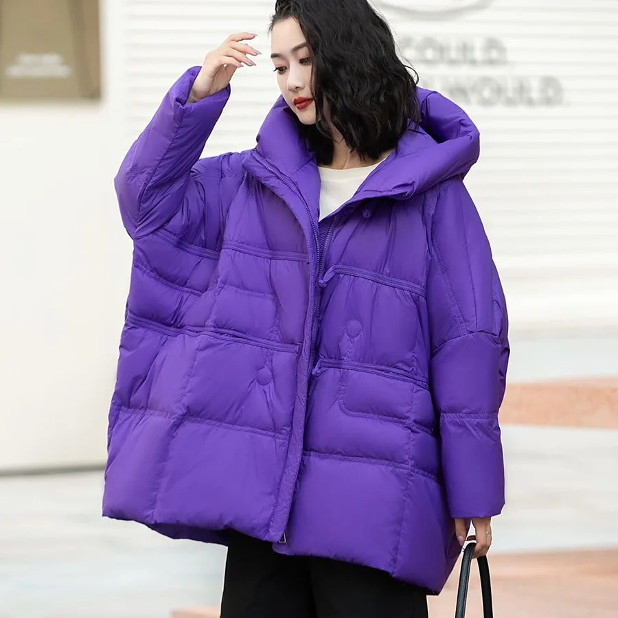 Damen-Daunen jacke mit Kapuze, koreanische Version des lässigen Parker-Coat, Senior Sense, Winter mode, 2024