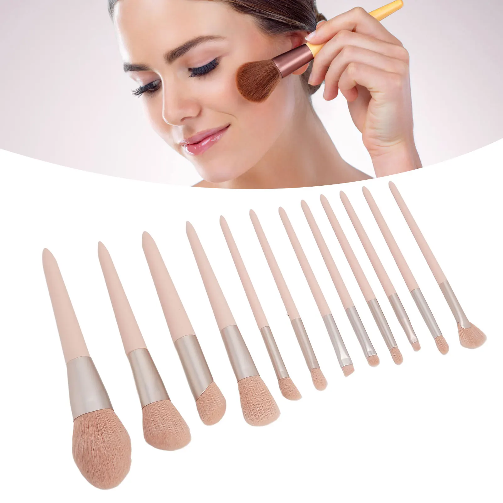 12pcs Soft Fiber Hair Loose Powder Blush Eyebrow Eyeshadow Brush For Makeup Artist Makeup Brush Set