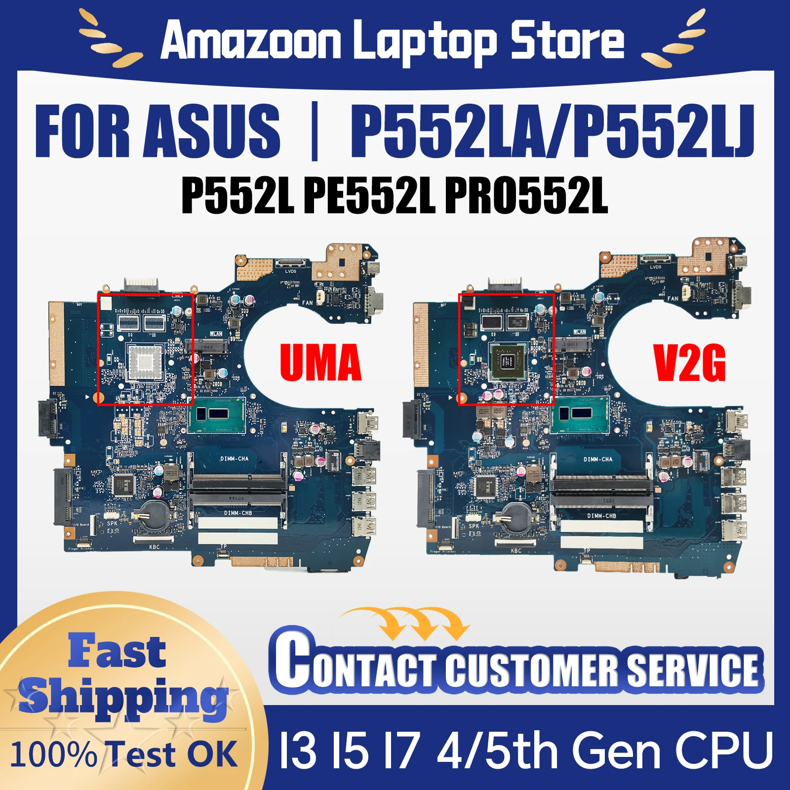 P552LJ Laptop Motherboard For ASUS P552LA P552L PE552L PRO552L PX552L Mainboard GT920M I3 I5 I7 5th Gen CPU 100% Working