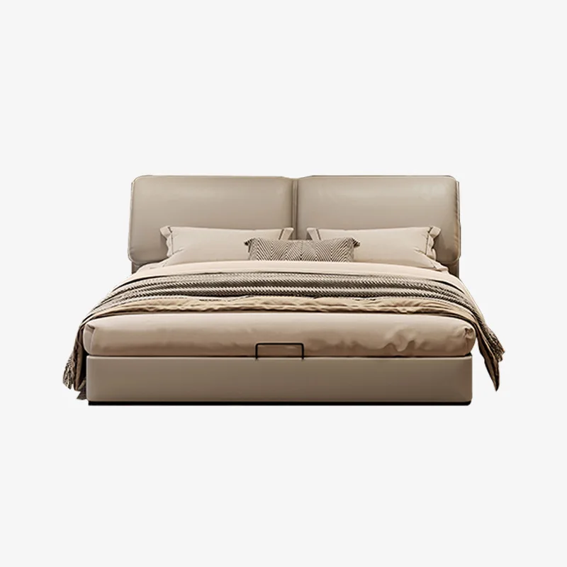 

Italian, minimalist, leather bed, soft rest, double, modern, master bedroom, storage
