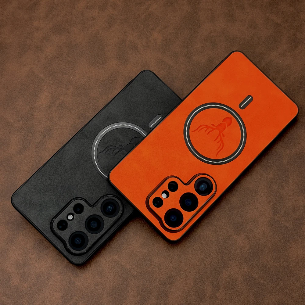 Luxury Matte Leather Magnetic Case for Samsung Galaxy S26 S25 S24 S23 S22 Ultra Plus FE for Magsafe Charge Shockproof Cover - view 2