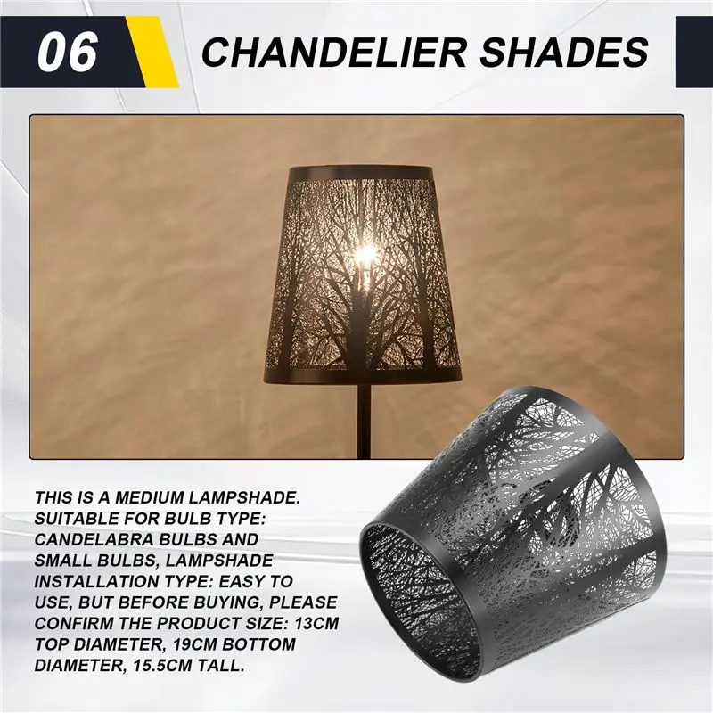 AC23-Small Lamp Shade,Barrel Metal Lampshade With Pattern Of Trees For Table Chandelier Wall Lamp