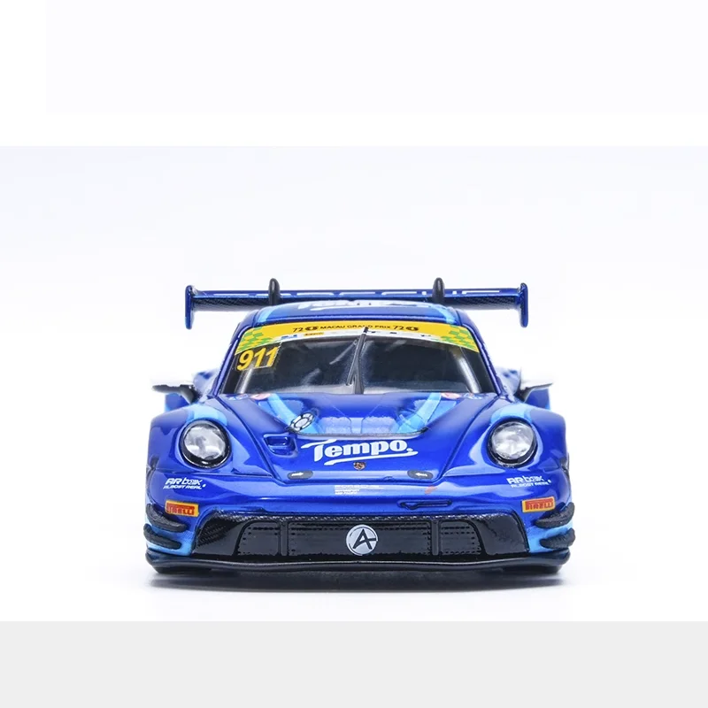 1:64 Ar 911 Gt3 R2025 Grand Prix van Macau # 911 Evenementversie Simulatie Legering Miniatuur Gegoten automodellen Aangepast kinderspeelgoed