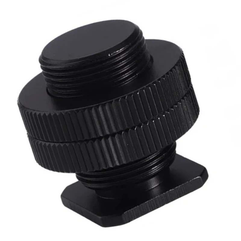 Double Nut Cold Shoe Mount 5/8 to 1/4 Screw Holder for Action DSLR Camera 83CF