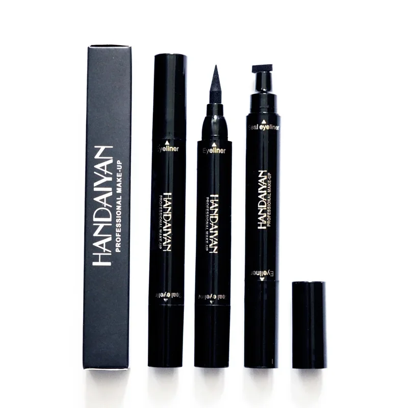 2 pezzi Eyeliner a doppia estremità Matita eyeliner nera impermeabile 2 in 1 Trucco Cosmetici di bellezza Strumenti per il trucco di eyeliner a lunga durata