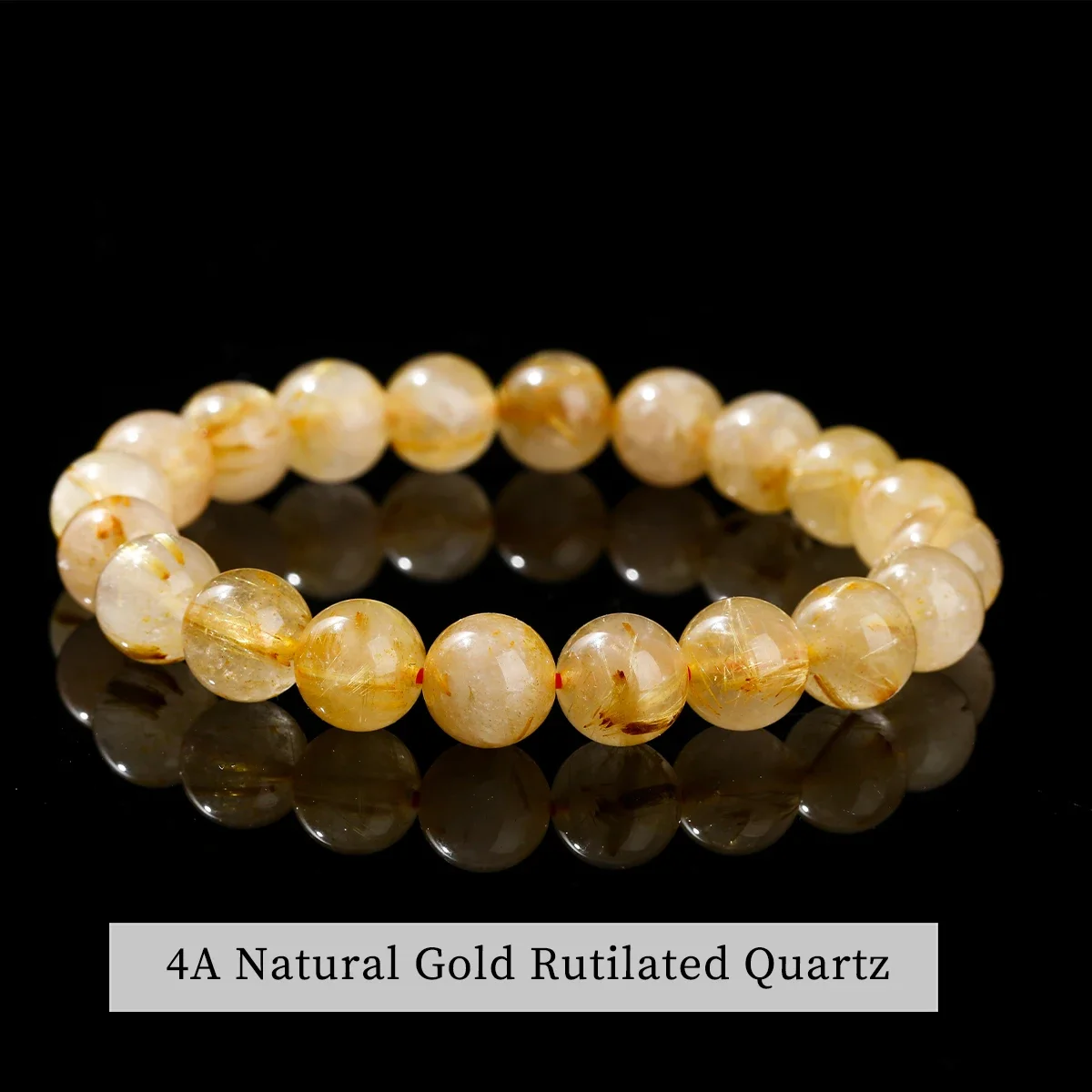 

4A Natural Golden Rutilated Quartz Wealth Power Energy Strand Bracelets Women Men Fashion Lucky Handmade Stretch Bangles Jewelry