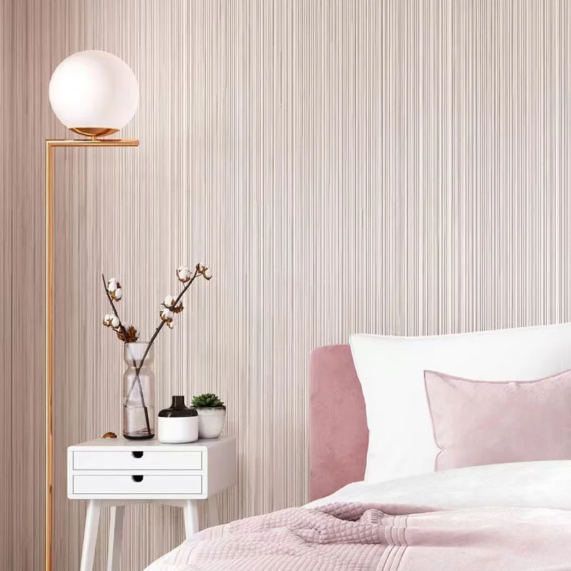 

Modern Minimalist Pure Color Striped Wallpaper Plain Pink White Grey Living Room Covering Bedroom Hotel Wallpapers