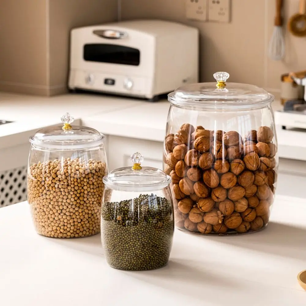 

Transparent Cereals Storage Jar Sealed with Lid Grains Storage Box Large Capacity Plastic Food Storage Canister Tea