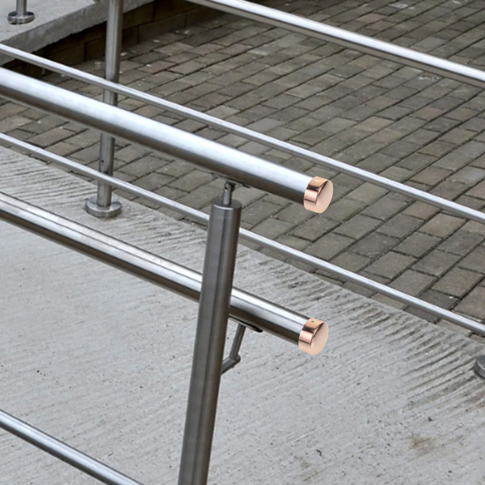

2 pcs Stainless Steel Handrail End Caps Round Metal Covers For Wood Plastic Stair Balcony Corridor Durable Wear-Resistant Easy