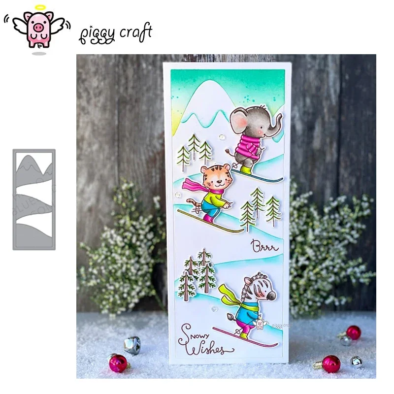 Piggy Craft metal cutting dies cut die mold Snow slope rectangular frame Scrapbook paper craft knife mould blade punch stencil