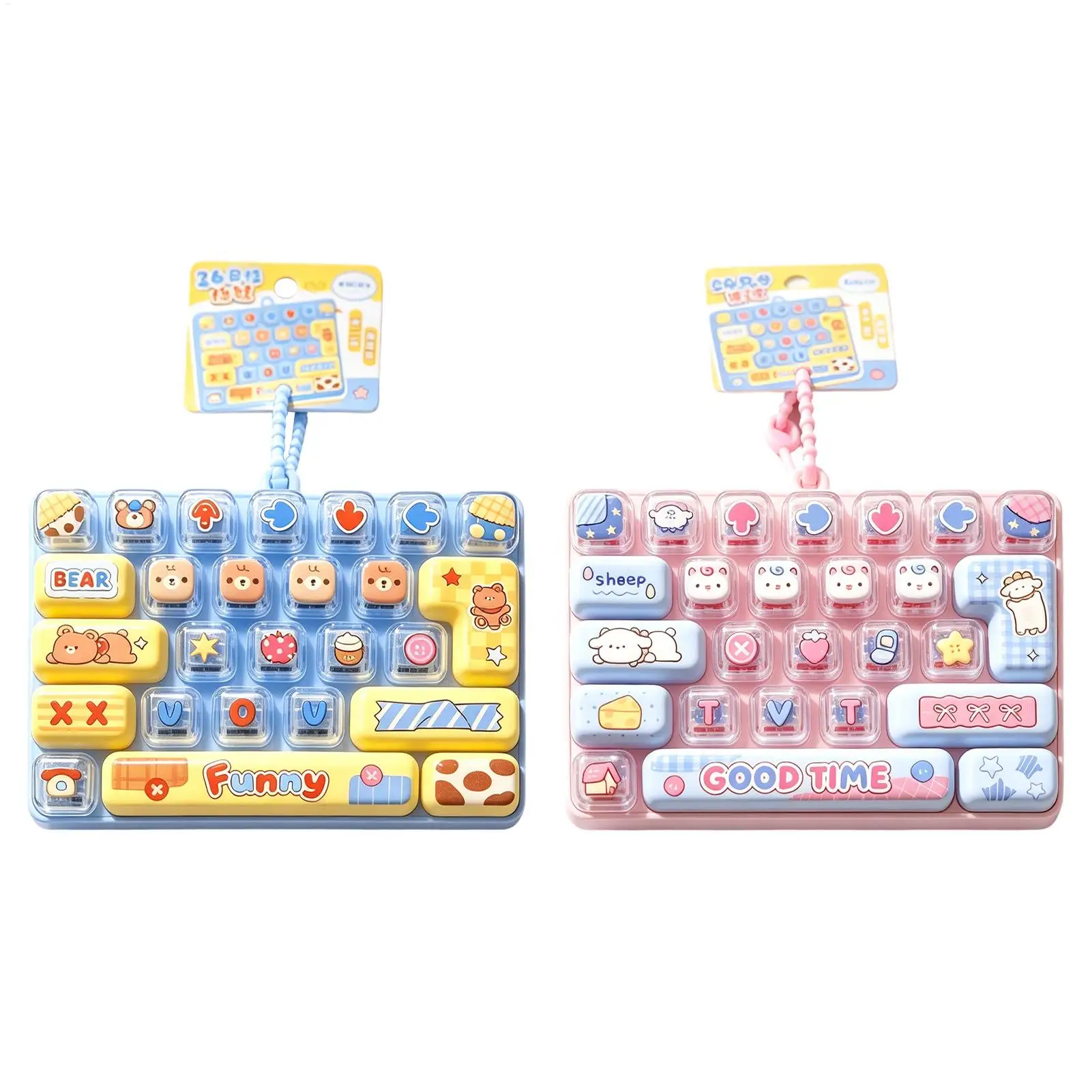 Keyboard Fidget Keychain 26 Key Clicker Stress Relief Toy Portable Keycaps Ornament for Adult Kid Student Office Calm Focus Gift