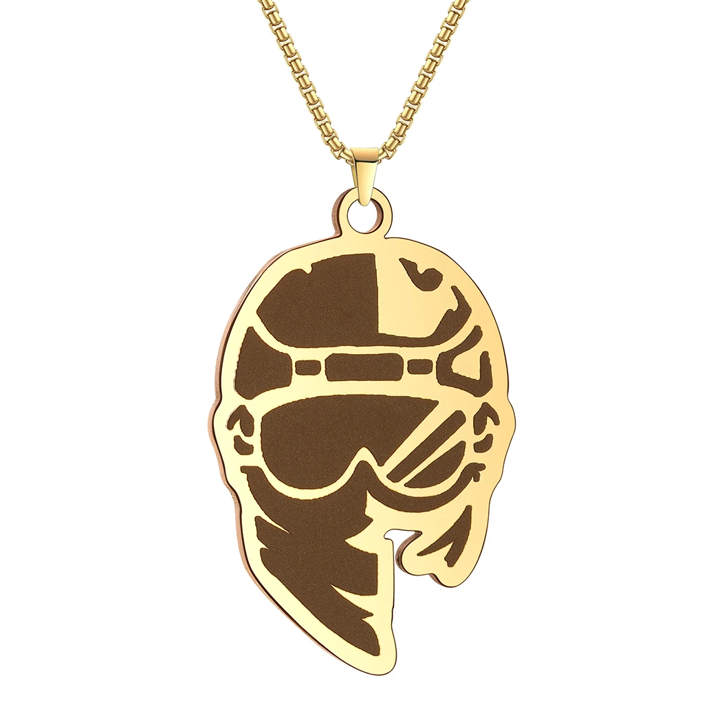 Snowboarder Helmet And Goggles With Bandana Women Men Necklace Stainless Steel Vintage Jewelry Punk Pendant Necklaces