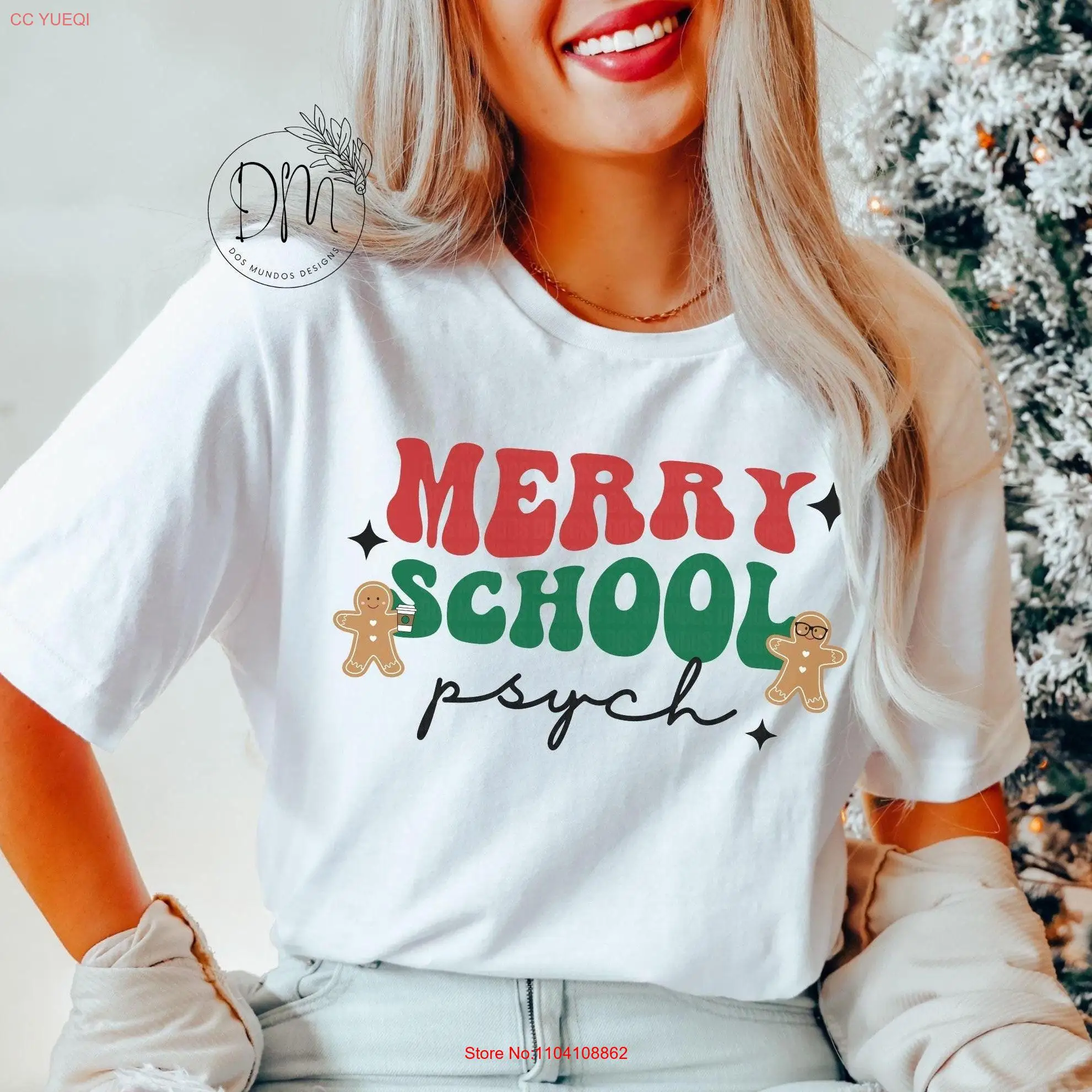 

Рождественская футболка School Psych Merry PsychologisT Jolly Holiday с длинными или короткими рукавами