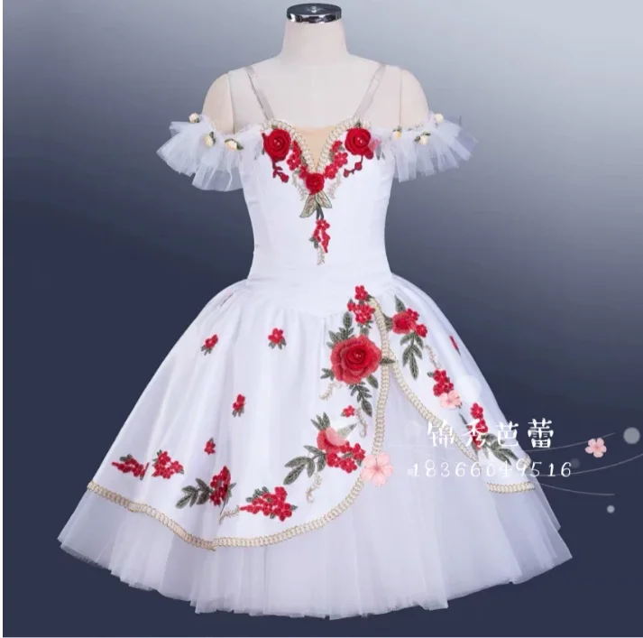 

Ballet Performance Costume, White Children's Competition, Professional Fluffy Skirt, Glower God's Awakening Long Gauze Skirt