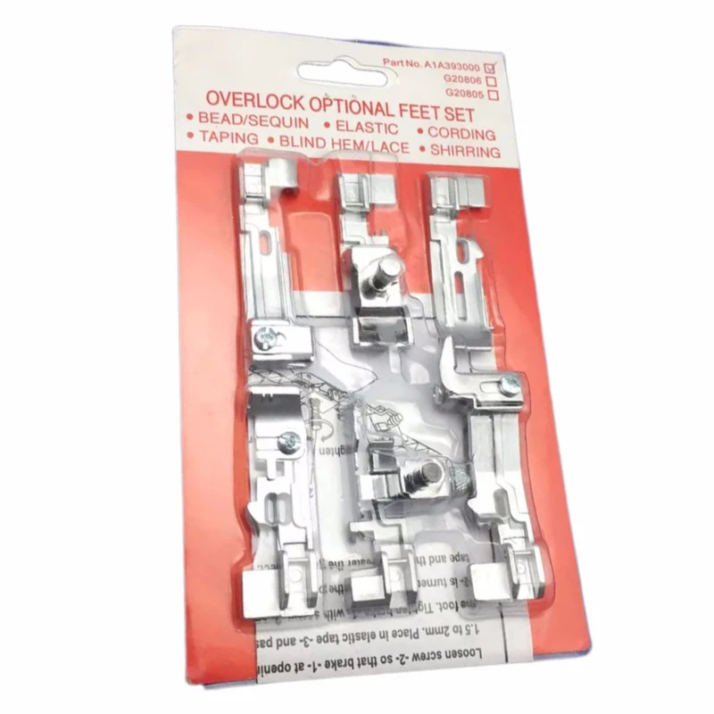 1Set 6 pezzi piedino premistoffa Kit piedini Overlock opzionale per Juki Lock MO-50E MO-51E Singer QuantumLock 14 t948, 14 t957, 14 t968 7 yj33