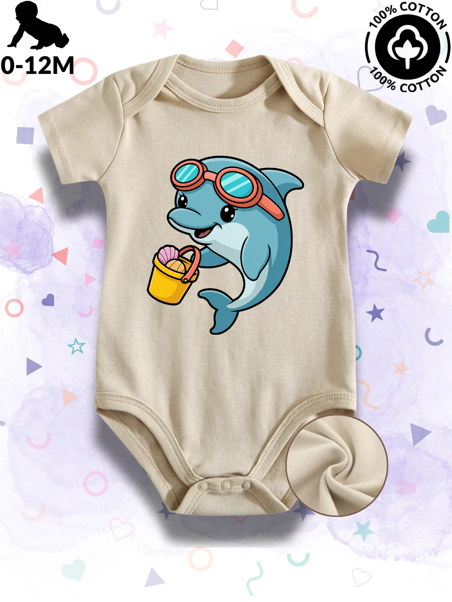 

Детский комбинезон Happy Sea Animal 05 унисекс, 100% хлопок, мягкий слип, всесезонный, бежевый, для ползания, 190 г/м²