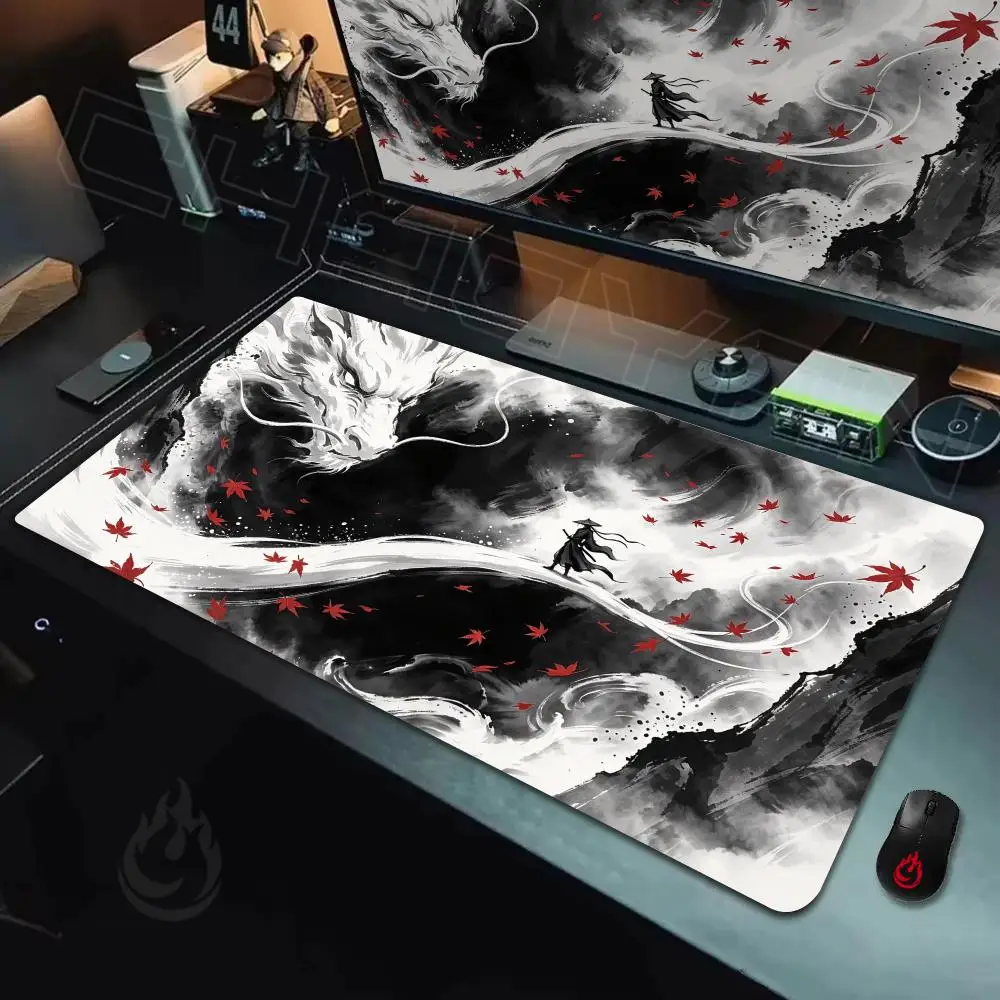 Oriental Dragon and Samurai Mouse Pad Large Computer Office Game Table Mats Rubber Anti-slip XXL Mouse Mat HDP Long Desk Pads