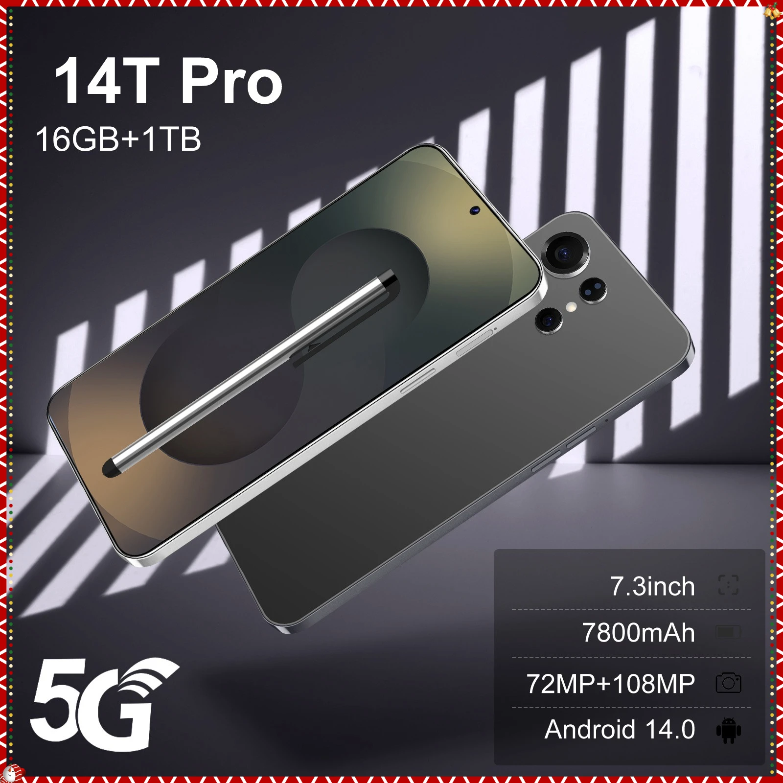 Hot New 14T Pro Smartphone 5G 7.3HD 22G + 2TB Doppia scheda SIM Telefono cellulare Android 14 72MP + 108MP 7800mAh Telefoni cellulari sbloccati