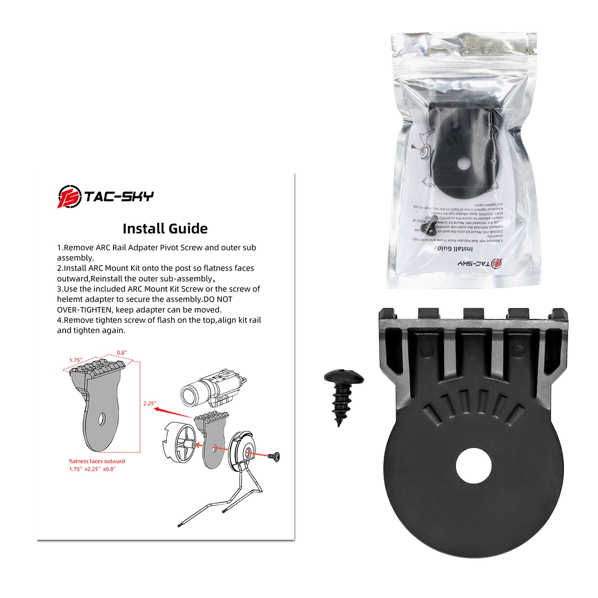 Imagem -02 - Tactical Lanterna Capacete Mount Kit para Comtac ts Tac-sky Acessórios Táticos Rail Adapter Arc