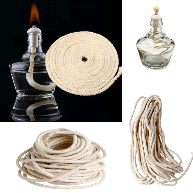 Length 3M Round Cotton Wick Kerosene Alcohol lamp Burner For Oil Wine Bottle Kerosene Burner Product Accessory 2/3/4/5/6/8mm