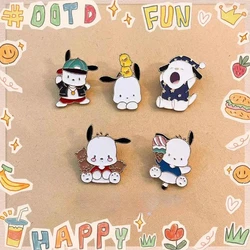 Kawaii Hellos Kittys Cute Brooch Cartoon Pochacco Creative Backpacks Adorn Anime Badges with Cute Couple Accessory Pins Gifts