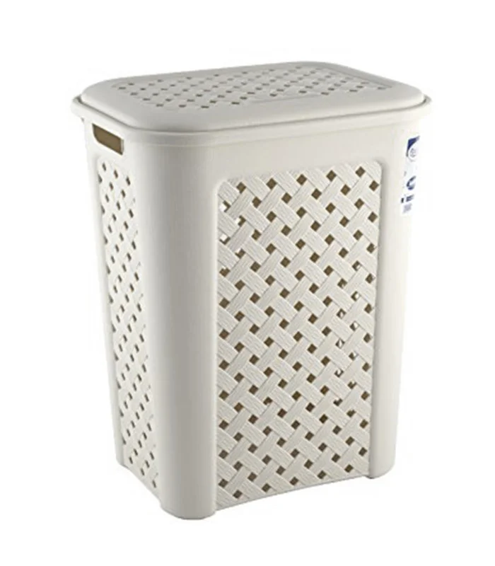 50 litres 54x43x33,3 cm dirty laundry basket white plastic laundry bucket with handles