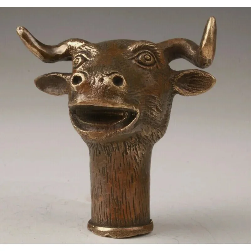 cane old bronze statue animal cattle bull cane walking stick head handle accessorie&