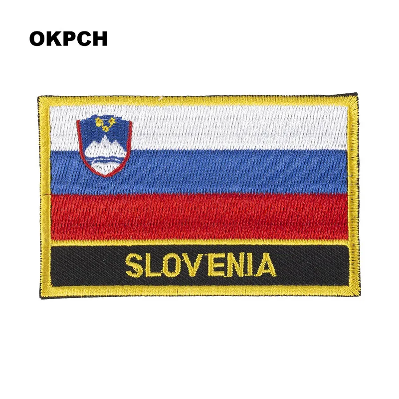 

Slovenia Flag Embroidery Patches Iron on Saw on Transfer patches Sewing Applications for Clothes in Home&Garden