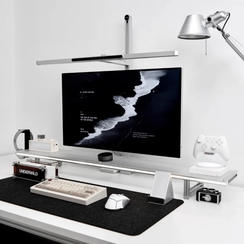 

Aluminum Alloy Modular Monitor Stand Acrylic Laptop Riser Storage Organizer for Office Desktop Modern Workspace Metal Holder