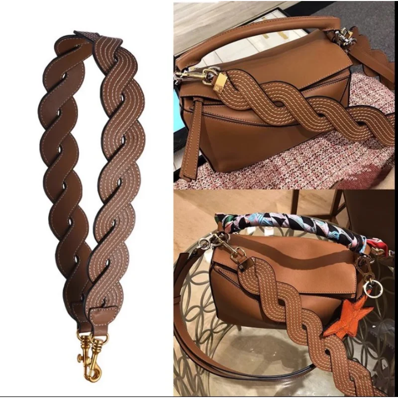 

Genuine Leather Bag Strap Handbag Accessories Bag Shoulder Strap Women's Bag Belt Color Ethnic 4cm Wind Long Shoulder Strap