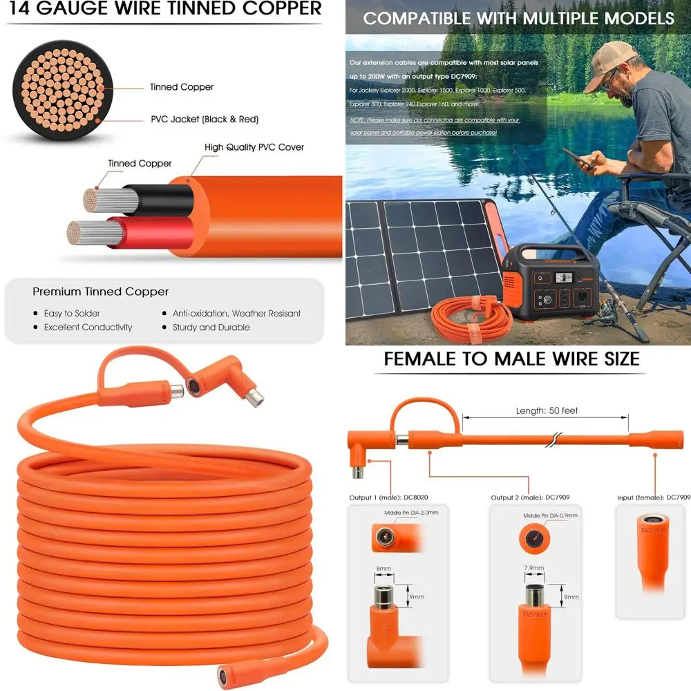 

Удлинительный кабель для портативной электростанции - совместим с панельным управлением на расстоянии до 50 футов