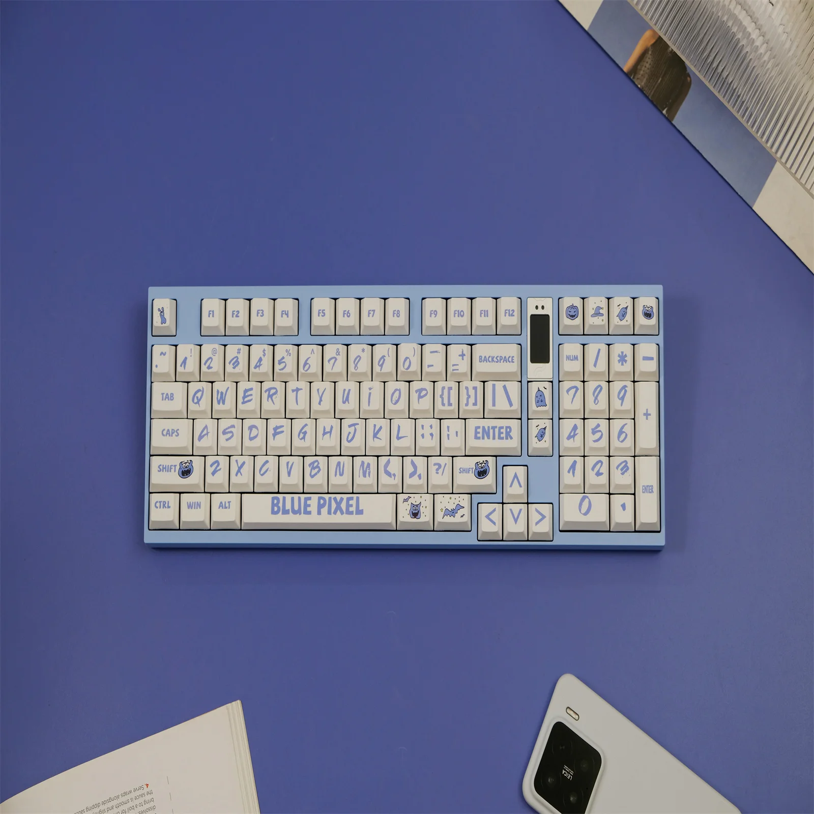 

Blue Pixel Keycaps 151 Keys PBT Material CHERRY Profile Customization Personalized For CHERRY MX Switch Mechanical Keyboard