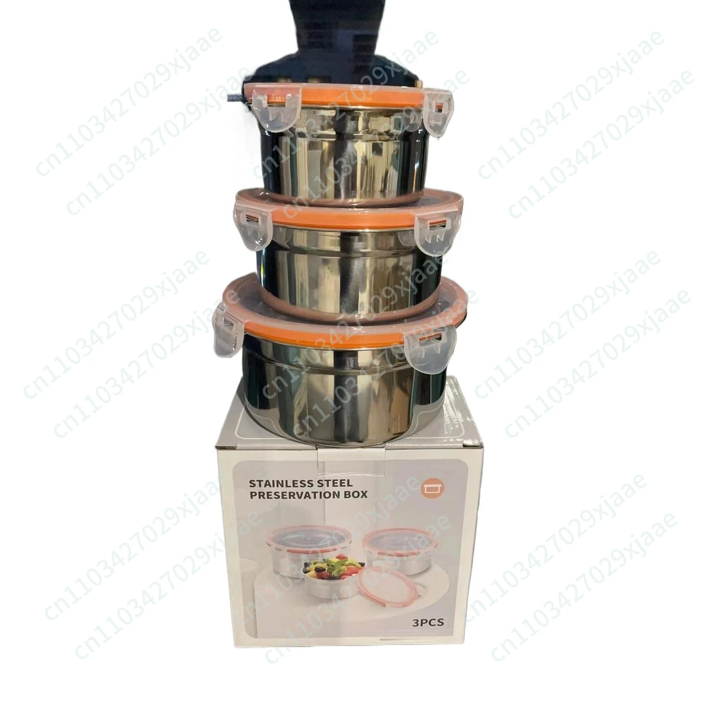 Round stainless steel crisper with lid, sealed and convenient storage crisper for household refrigerators