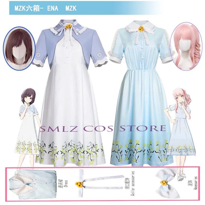 

2026 MZK Six Box Shinonome Ena Cosplay Akiyama Mizuki Costume Game PJSK Dress Wig Set Halloween Party Outfits for Woman