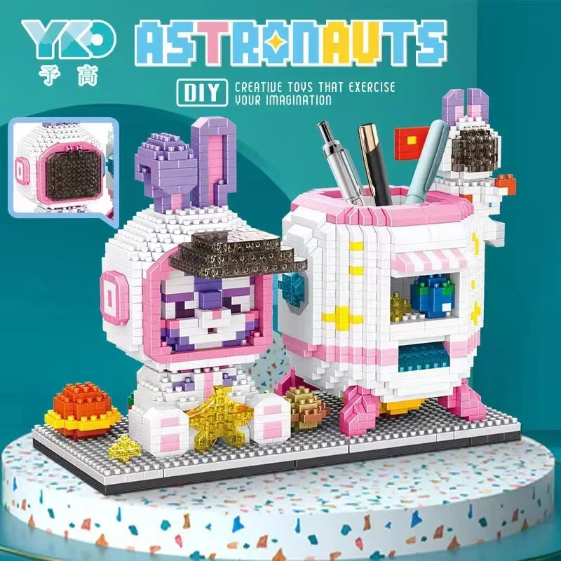 Astronaut Micro Building Blocks Disney LinaBell Stellalou Duffy Pen Container Holder Mini Brick Figure Toys For Kid