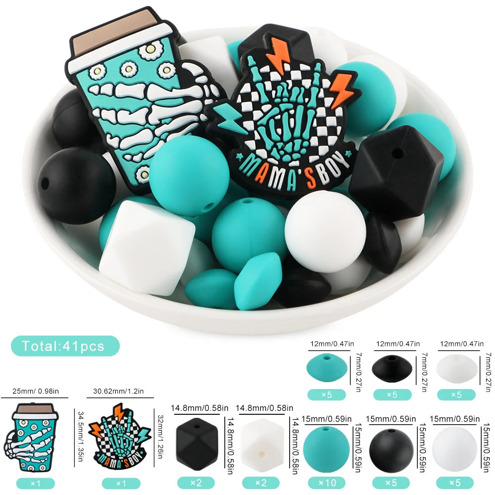 Halloween Silicone Focal Beads Round Beads Silicone Lentil Beads Set Use For Beadable Pen Keychain DIY Handmade Accessories