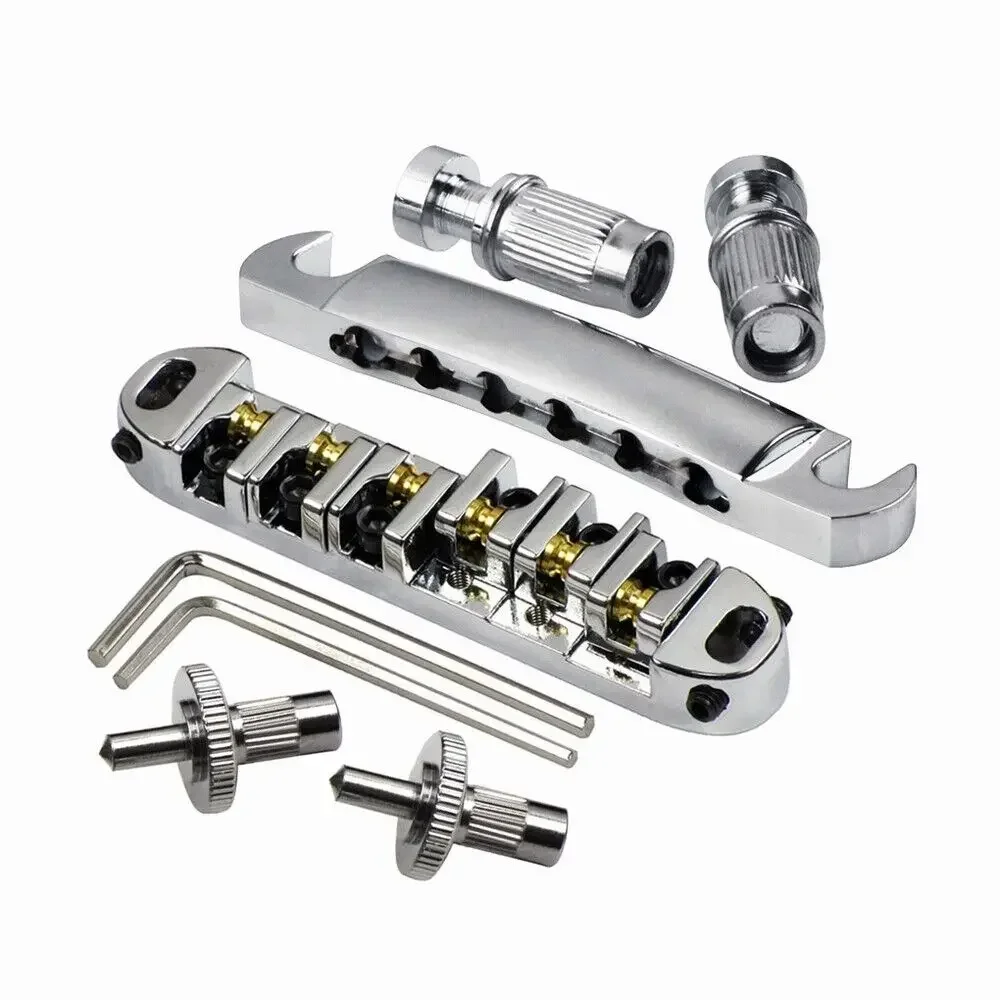 For Les Paul Guitar Parts Tune-O-Matic Guitar Bridge Roller Silver Saddle Bridge Tail