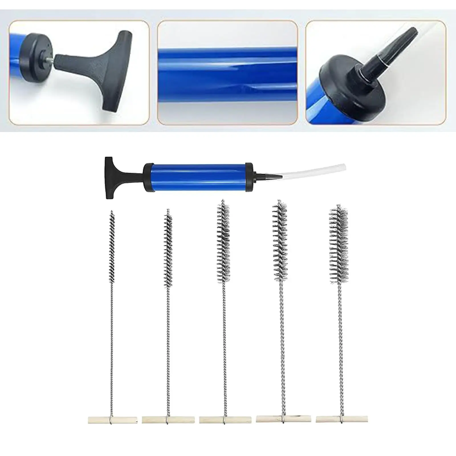 6Pcs Pipe Cleaning Brush Set Drill Hole Blower Multipurpose Stainless Long Pipe Cleaner for Drill Hole Cleaning Keyboards