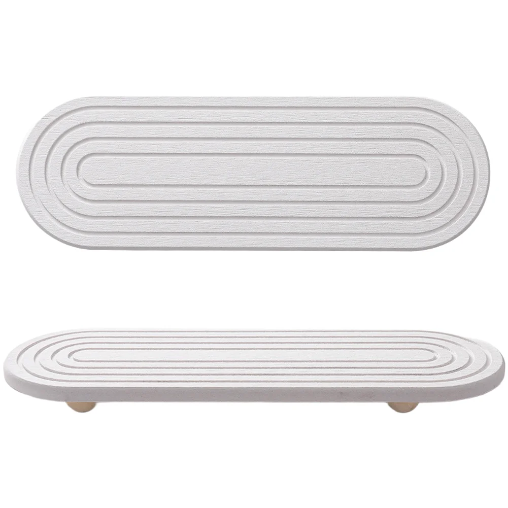 Square Non Slip Drying Mat Diatomaceous Earth 30x10cm Fast Evaporating Tray for Cups Towels Bathroom Kitchen Home White Gray