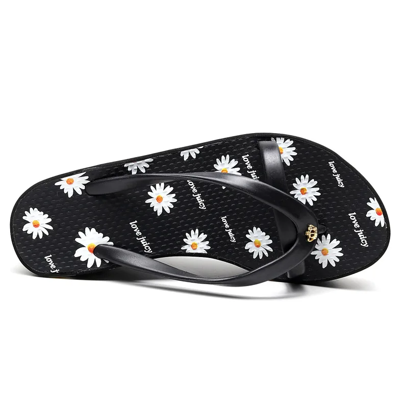 33-43Size 8cm Juicy Lovers Brand Women Slippers Black Printing Flat Beach Slipper Sandals Outdoor Sportswear Summer Flip Flops