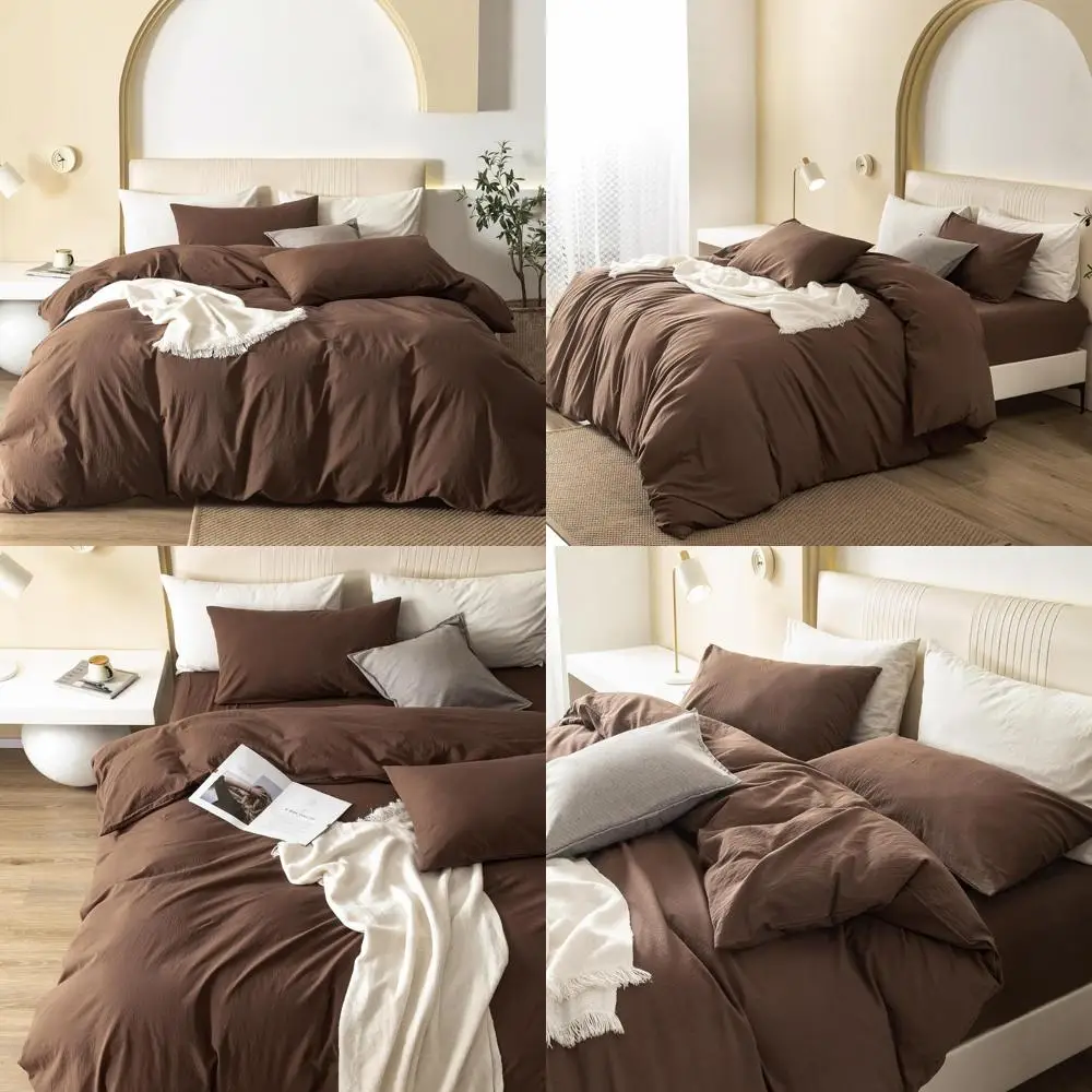 

King Size Cotton Duvet Cover Set - 100% Washed Cotton, 104x90 Inches, 2 Pillowcases Included, Comforter Not Included