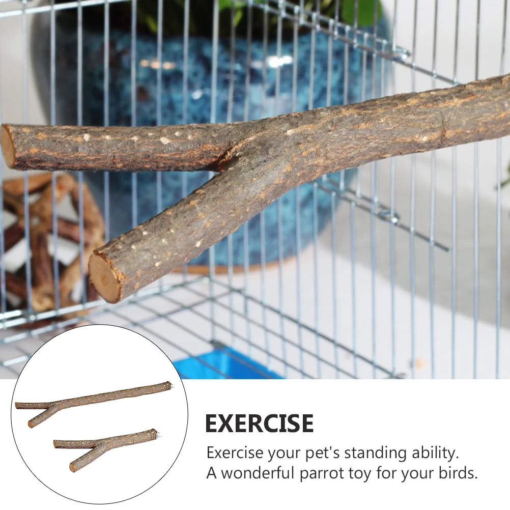 

2pcs Bird Cage Stand Rack Parrot Standing Rack Wood Fork Perch For Pet Bird Cage Accessories Natural Durable Exercise