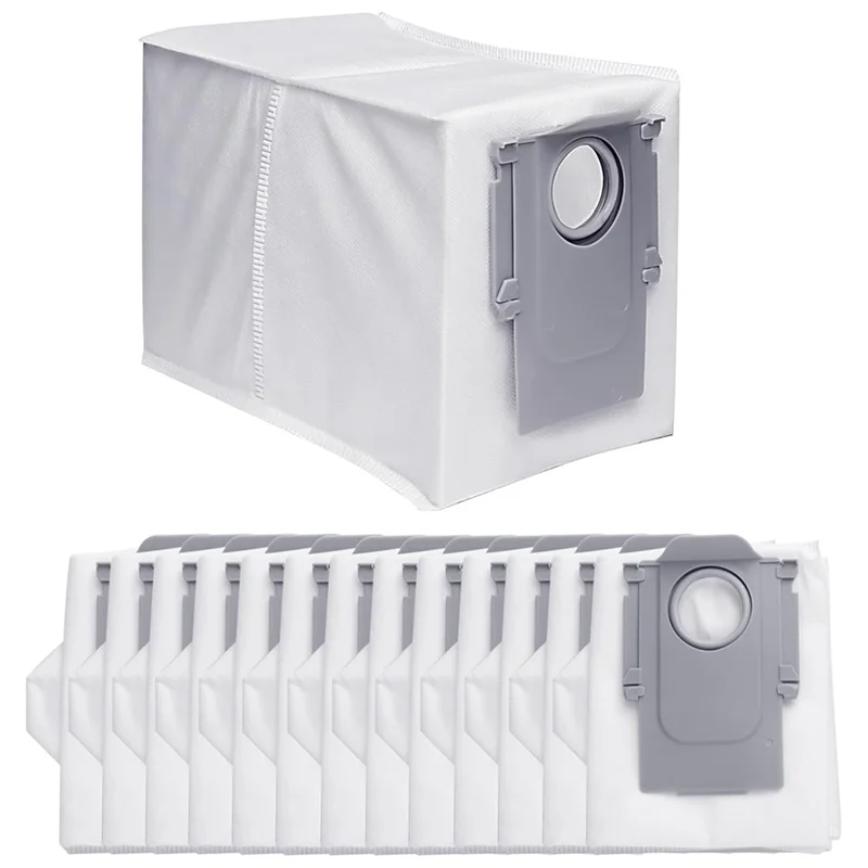 ABRG-14 แพ็คถุงเก็บฝุ่นสีขาวและสีเทาผ้าไม่ทอสำหรับโรโบร็อค คิว รีโว่หุ่นยนต์เครื่องดูดฝุ่นขนาดใหญ่ความจุถุงแบบใช้แล้วทิ้ง