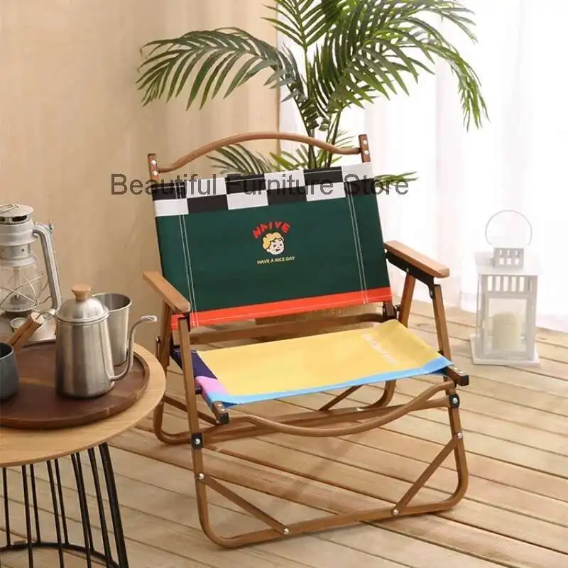 

Outdoor Camping Beach Chairs Folding Portable Garden Terrace Beach Chairs Living Room Arm Silla Playa Camping Equipments QF50OC