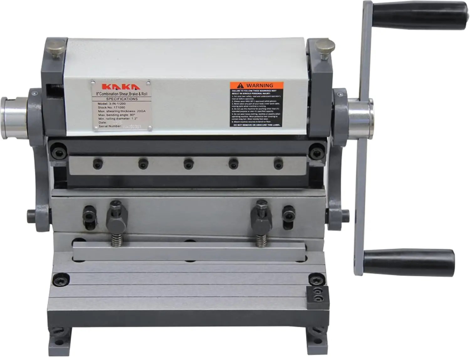 

8-Inch Combination Sheet Metal Brake Shear Press Brake 20-Gauge Capacity 3-IN-1 Sheet Metal Shear Shears and Slip Roll Machine