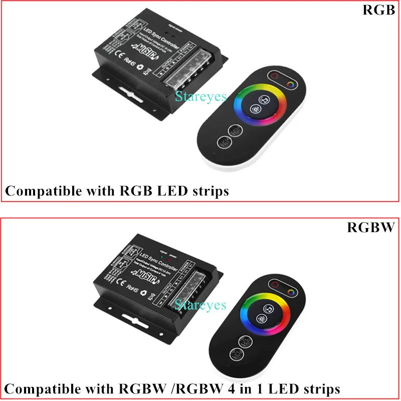 RF 433 Remote Controller Touch Screen Remote Control Single color Dimmer CCT RGB RGBW RGBCCT LED strip Music Activated receiver