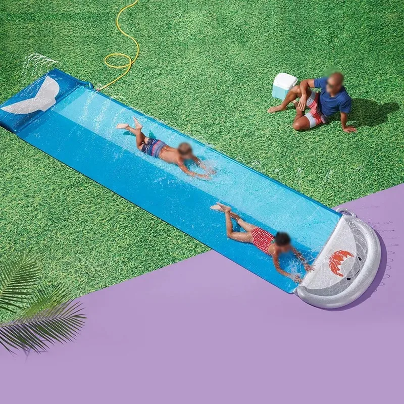 JMZ Water Slide Outdoor Water Play Toy for Kids Single Lane Sprinkler Slip N Slide with Water Hose Connector for Backyard