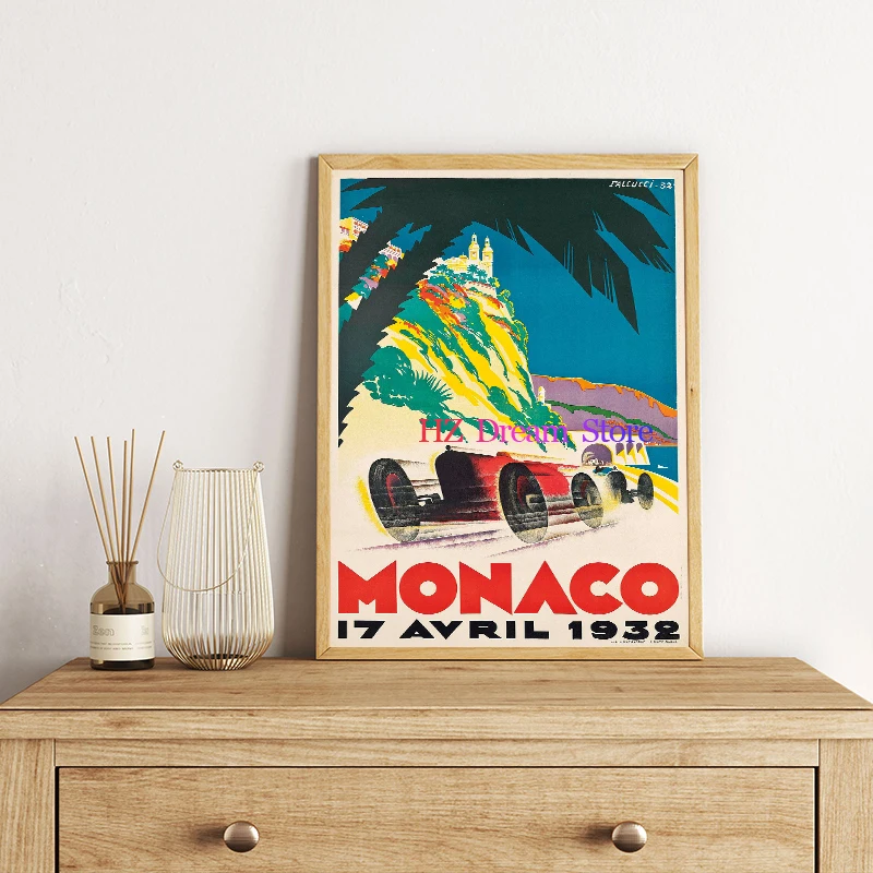 Vintage Car Racing Monaco Grand Prix 1967 Posters and Prints Canvas Painting Wall Art Picture for Living Room Home Decor Cuadros